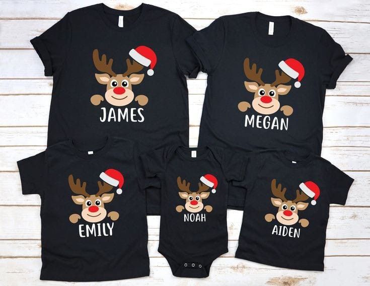 Reindeer Customised Matching Family Tshirts