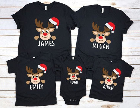 Reindeer Customised Matching Family Tshirts
