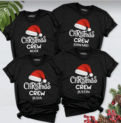 Christmas Crew Family Matching Tshirts custom names