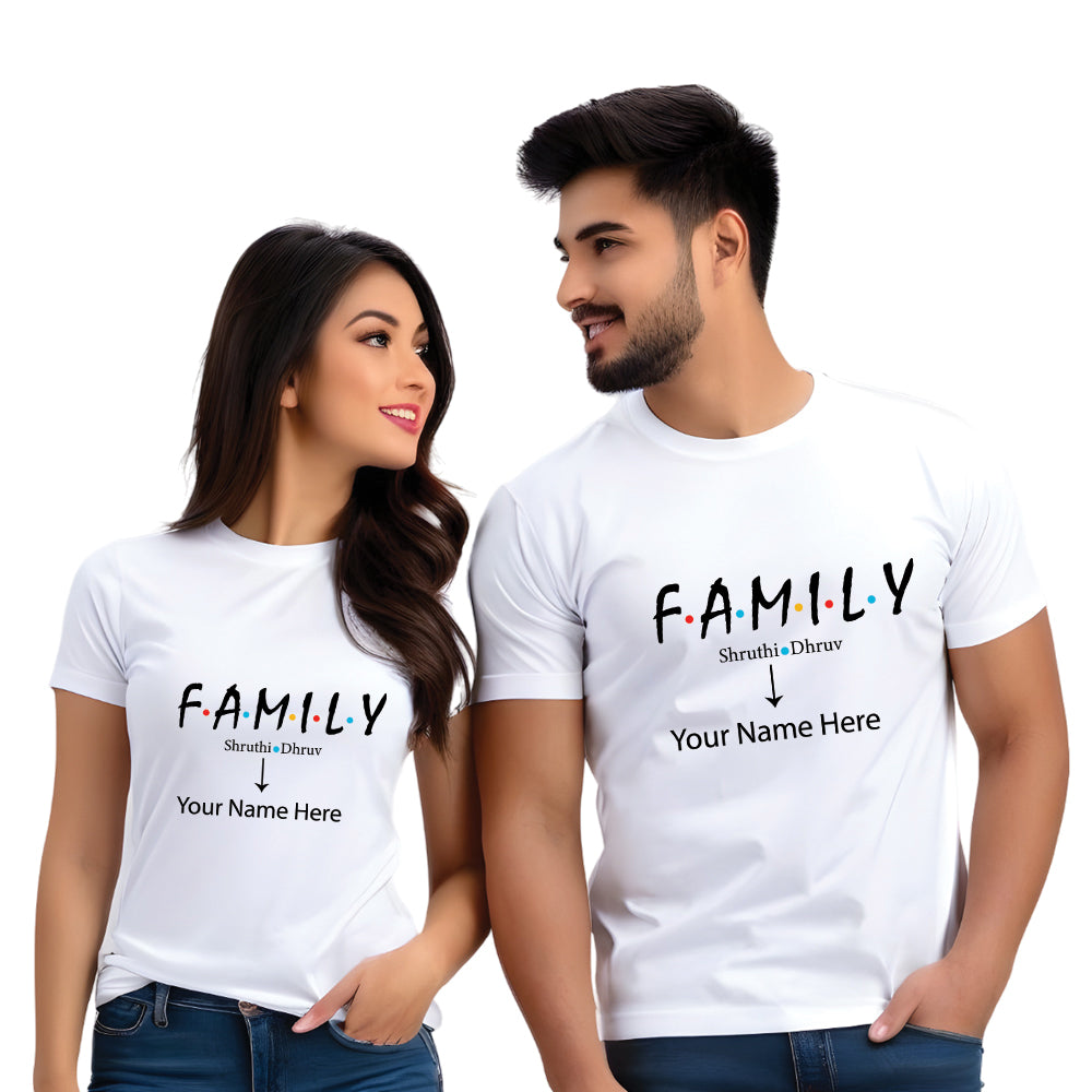 Family  Half Sleeve Printed Couple T-shirt