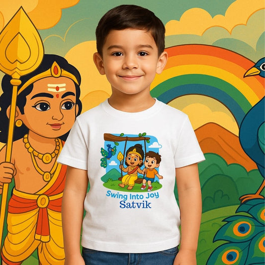 White Kids BalaMuruga Print  t-shirt Swing Into Joy
