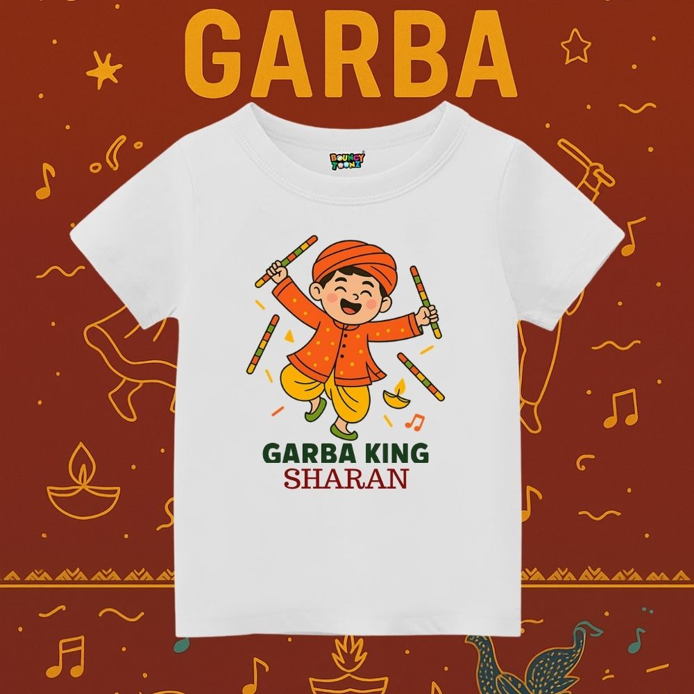 White Kids t-shirt with Garba King text