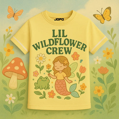 Yellow Kids Jersey  'LIL WILD FLOWER CREW' Cute design