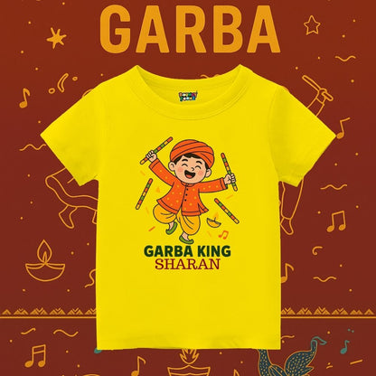 Yellow Kids t-shirt with Garba King text