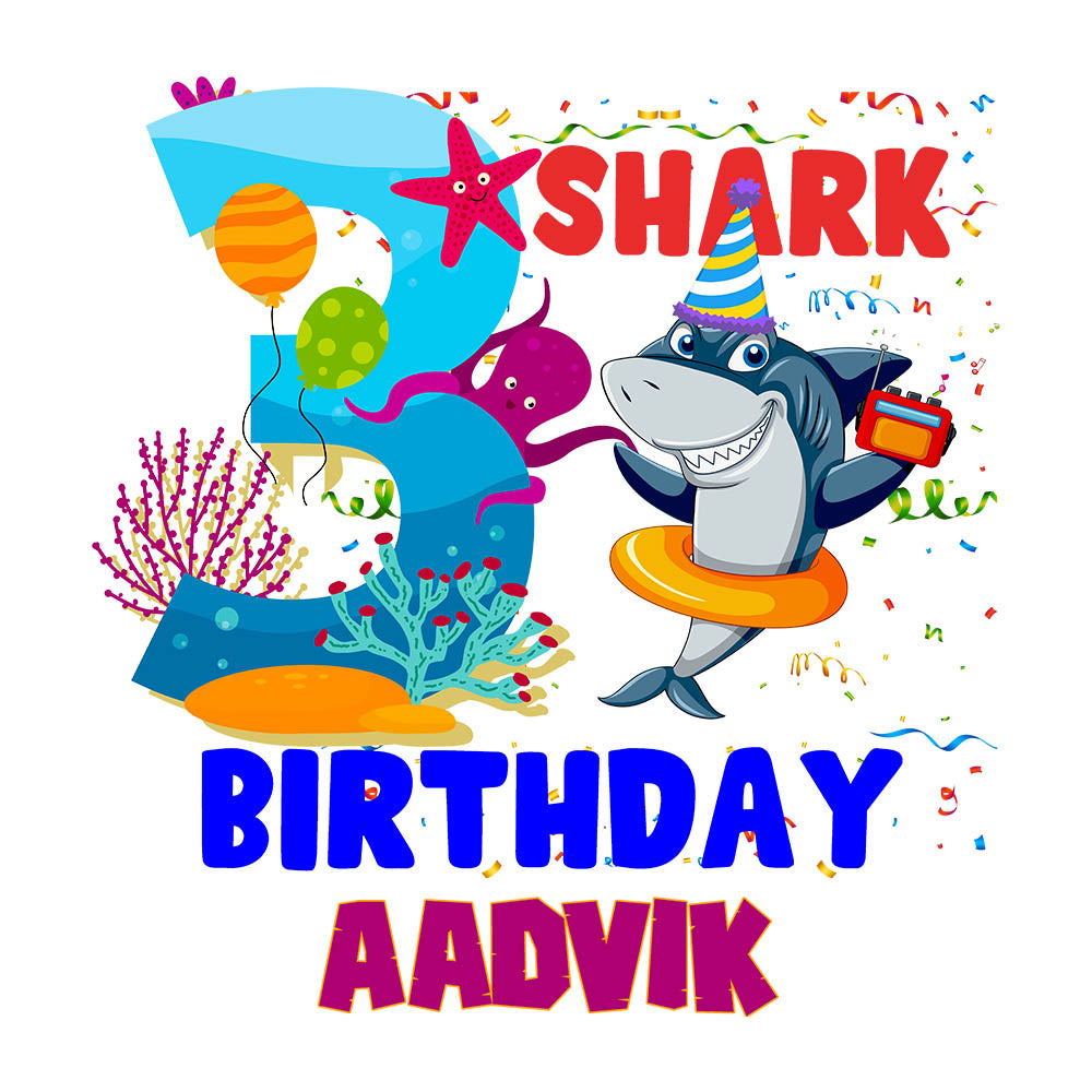 Shark Themed Name/Age Personalised Theme Tshirts for Kids