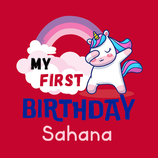 Unicorn Themed Personalised First Birthday Tshirt for Kids