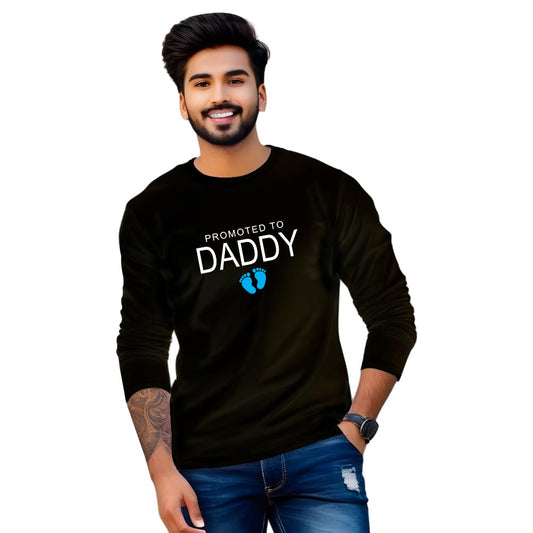 Dad To Be Print T Shirt- Black