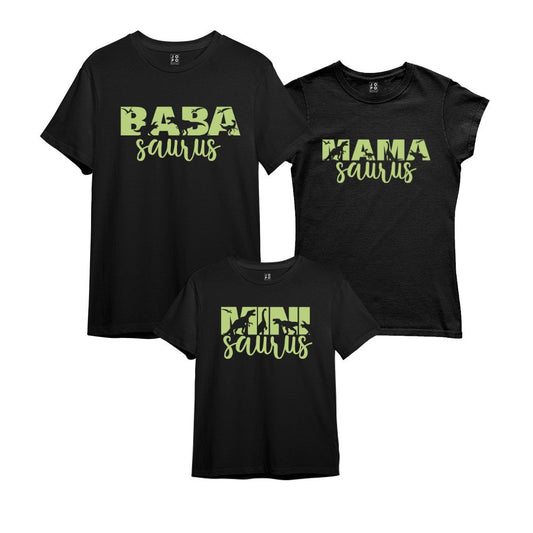 Dino-Saurus, Dad and Mom Saurus, Matching Family T-Shirts Set of 3