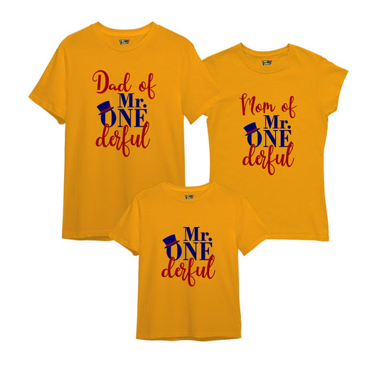 Mr.Onederful Family T-Shirts Set of 3 and 4 for Mom, Dad, Son