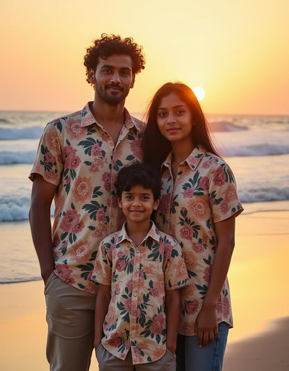 Tropical Floral Shirts for Family Vacation and Photoshoots