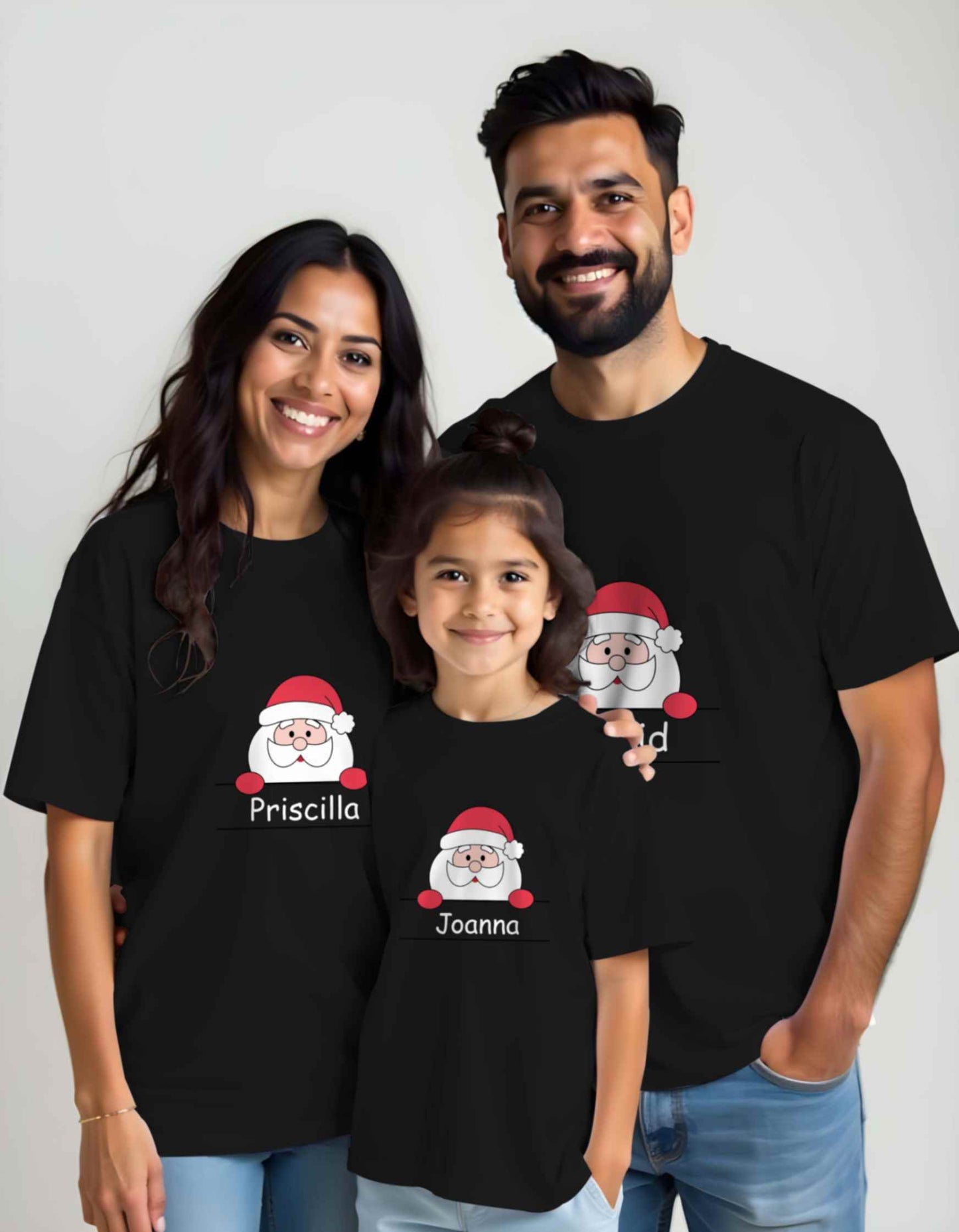 Merry Christmas Santa Face Name Printed Christmas T-Shirts