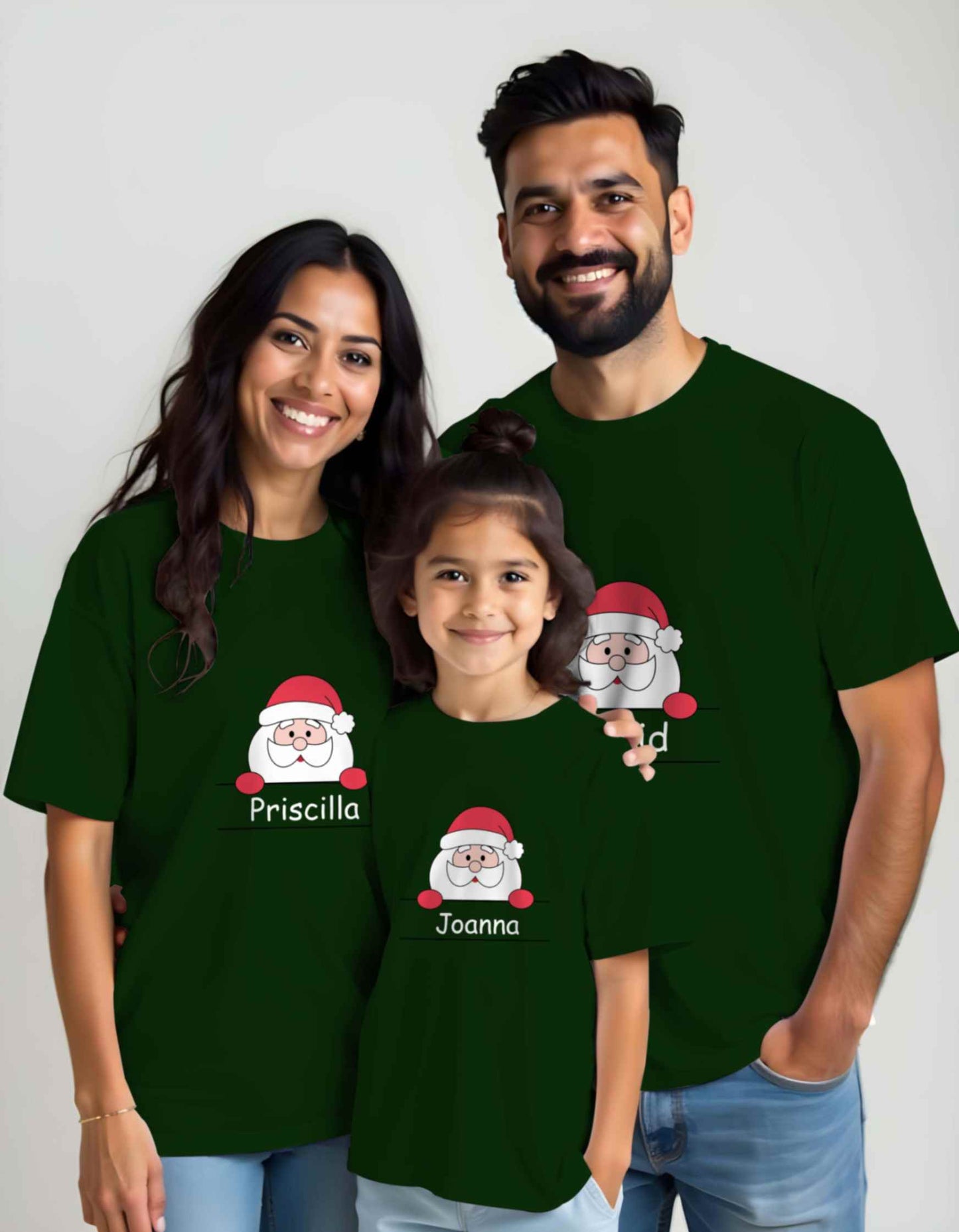 Merry Christmas Santa Face Name Printed Christmas T-Shirts