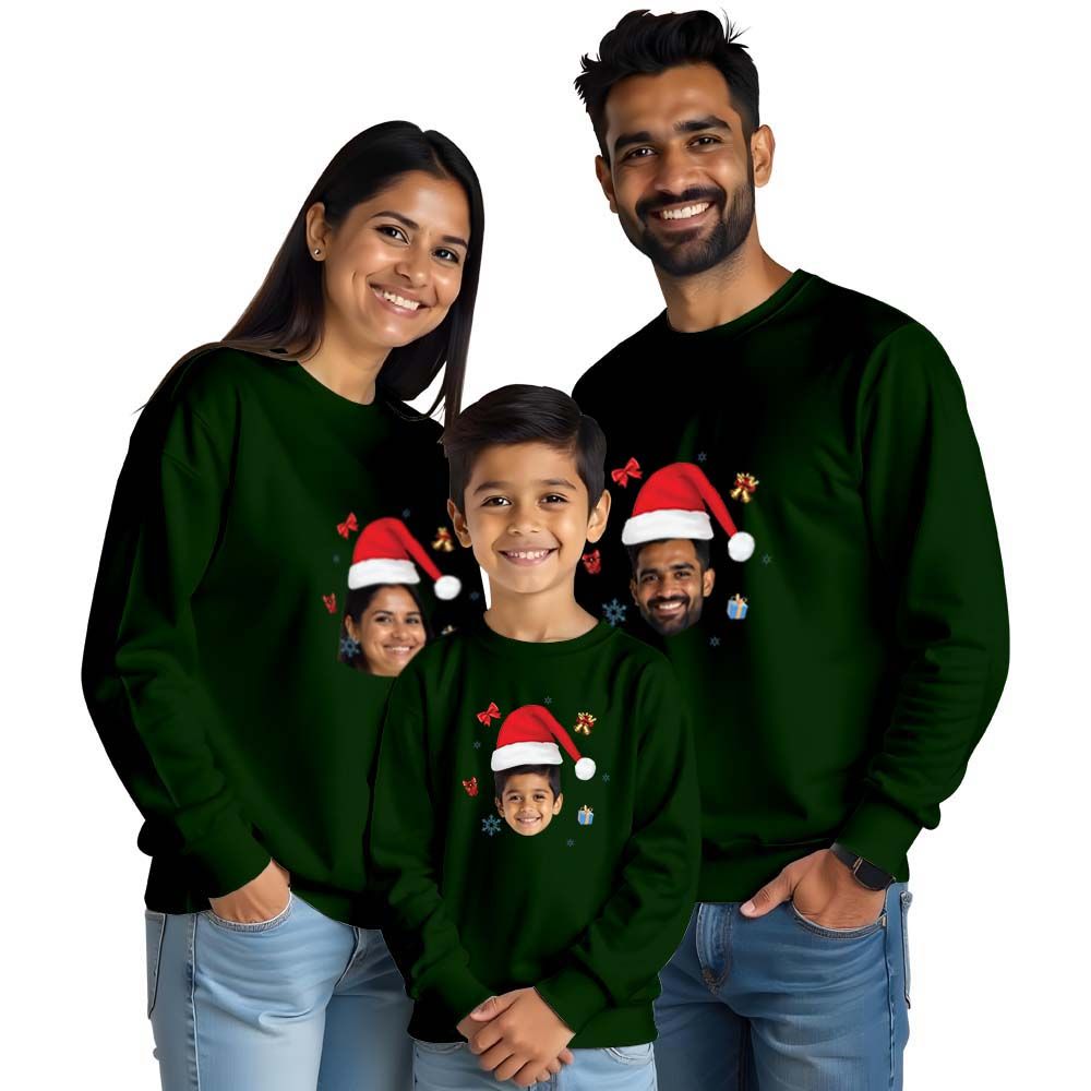 Christmas Hat Photo Printed Christmas Sweatshirts