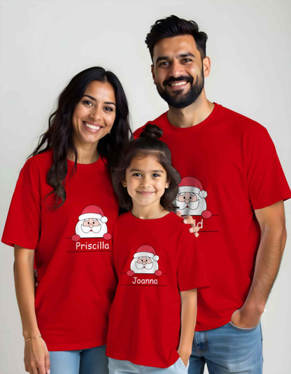 Merry Christmas Santa Face Name Printed Christmas T-Shirts