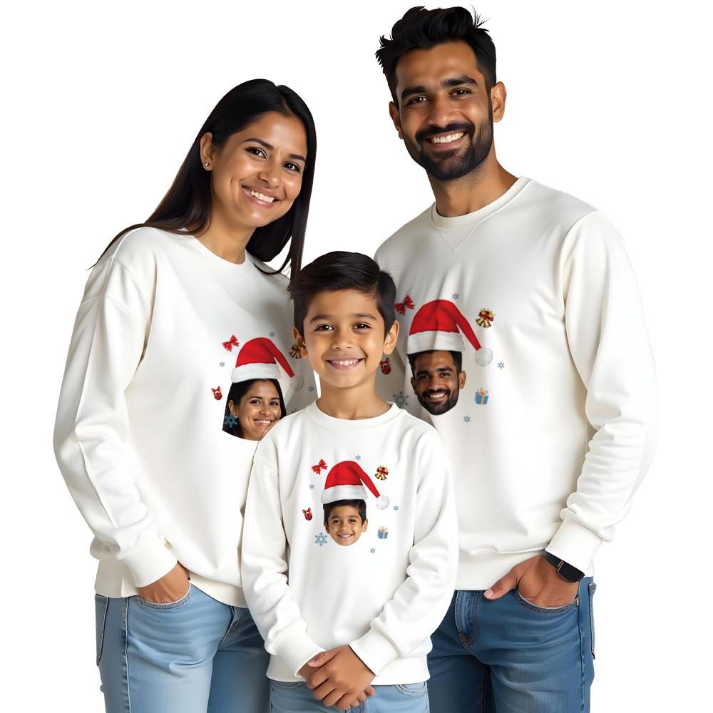 Christmas Hat Photo Printed Christmas Sweatshirts