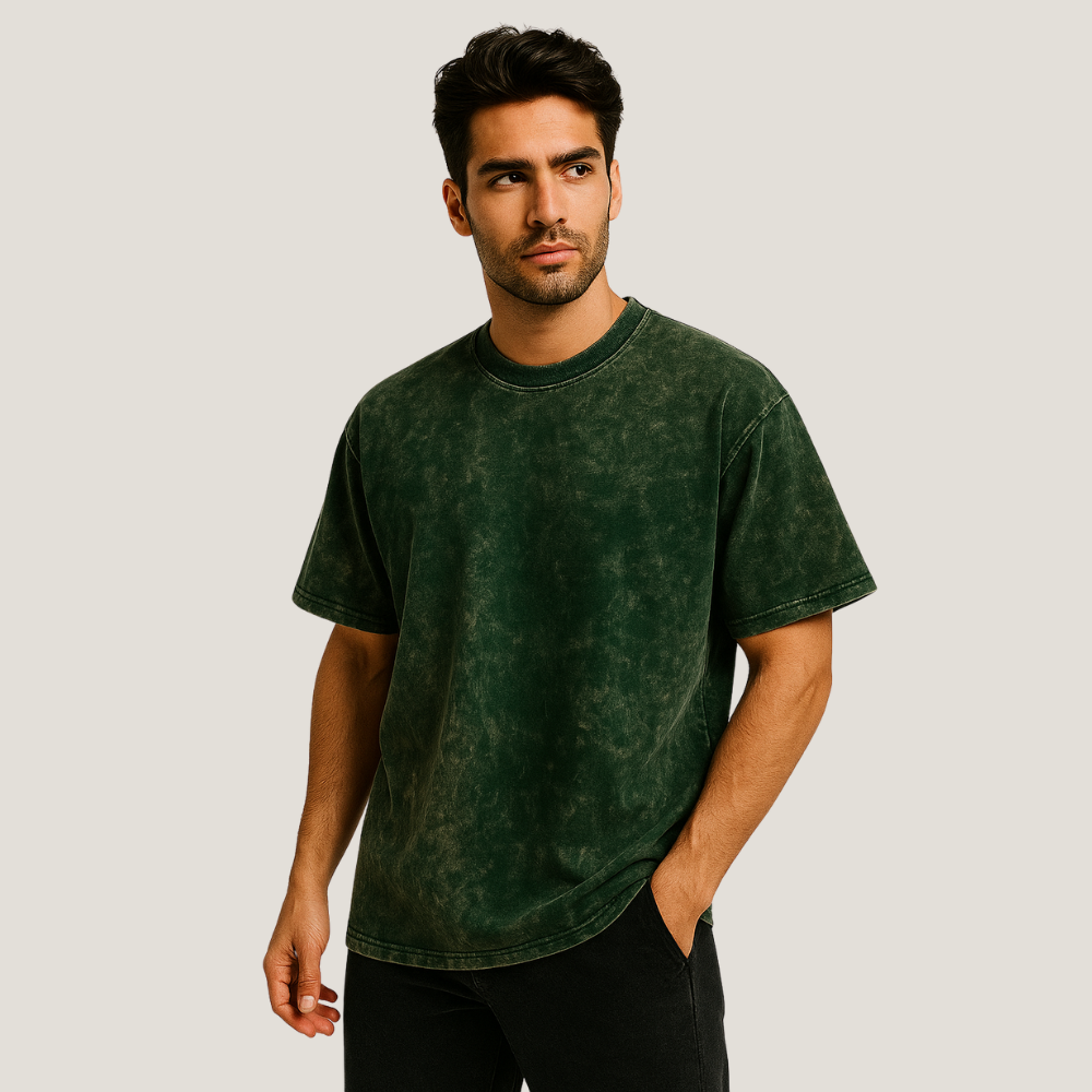 Personalised Urban Wash Oversized Tee - Vintage Moss Green