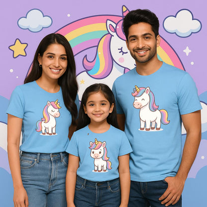 Family t shirts set of 4 - Unicorn Tshirts pastel blue