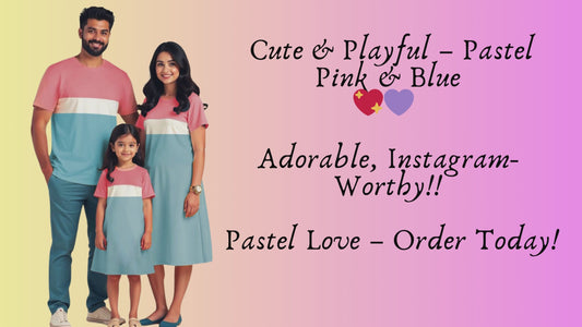 NavyBlue-White-Grey Color Block Family Matching Tshirts