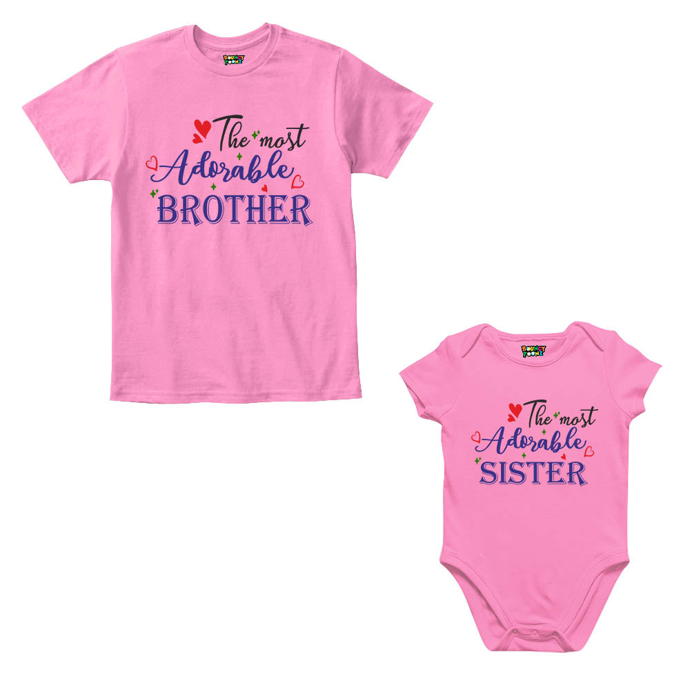 Adorable Brother Sister Sibling Romper With Tshirt