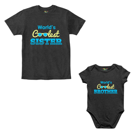 Coolest Sister Brother Sibling Romper With Tshirt
