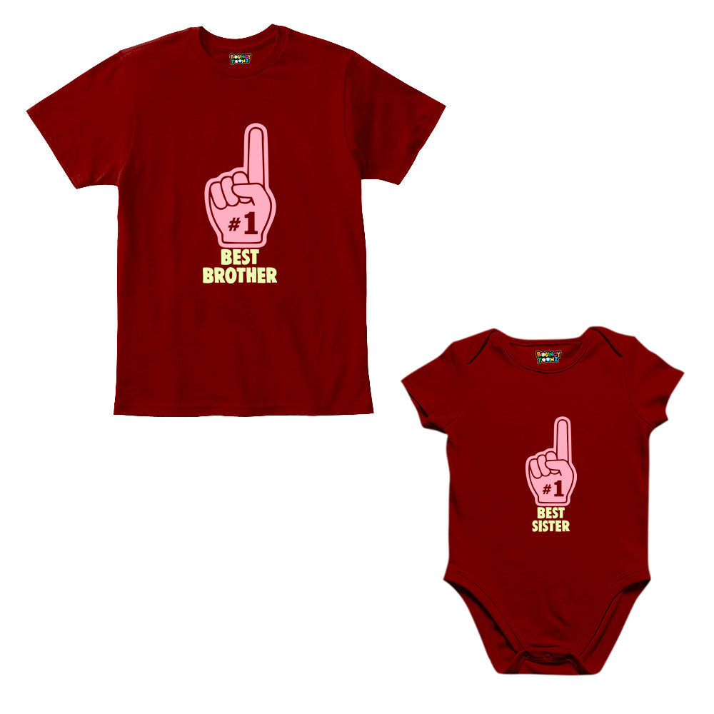 No.1 Brother Sister Sibling Romper With Tshirt