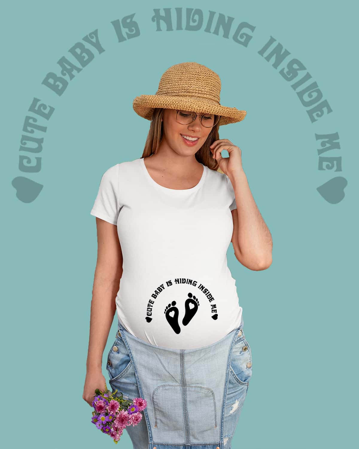Cute Baby Hiding Inside Maternity Tshirts Pregnancy Announcement