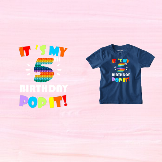 Popit Game Designed 5th Birthday Theme Kids T-shirt