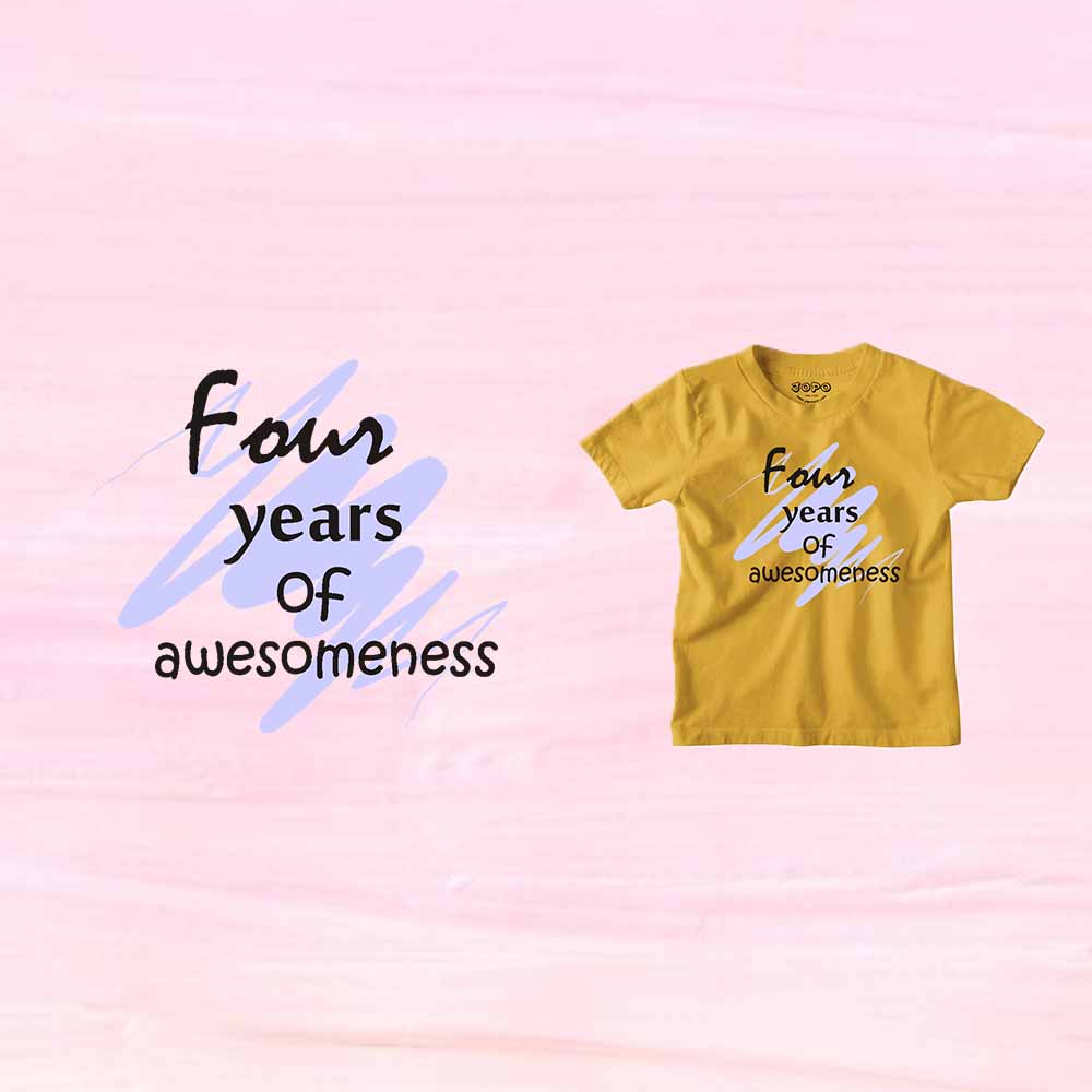 Printed designed 4rd Birthday Theme Kids T-shirt
