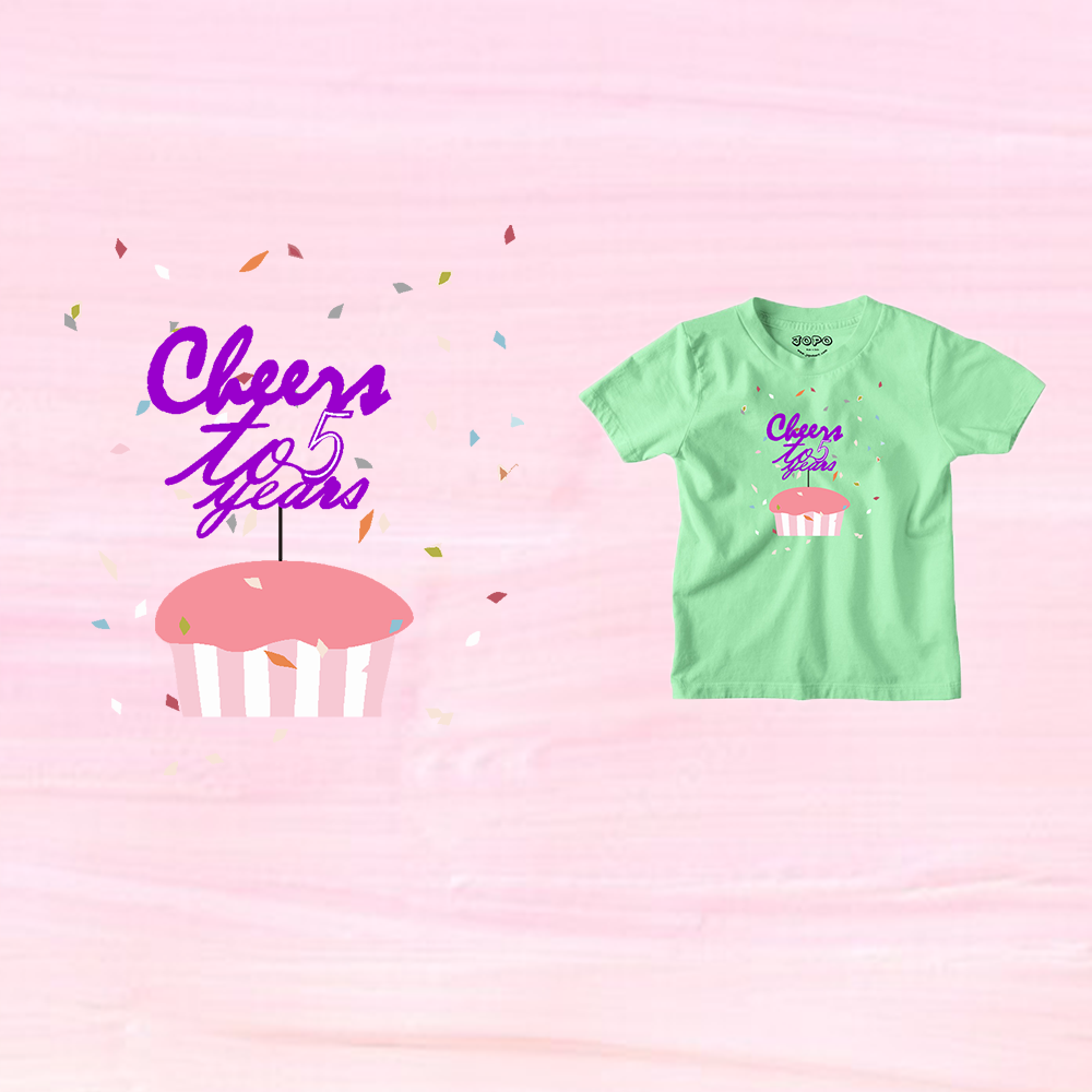 Cheers Cake 5th Birthday Theme Kids T-shirt