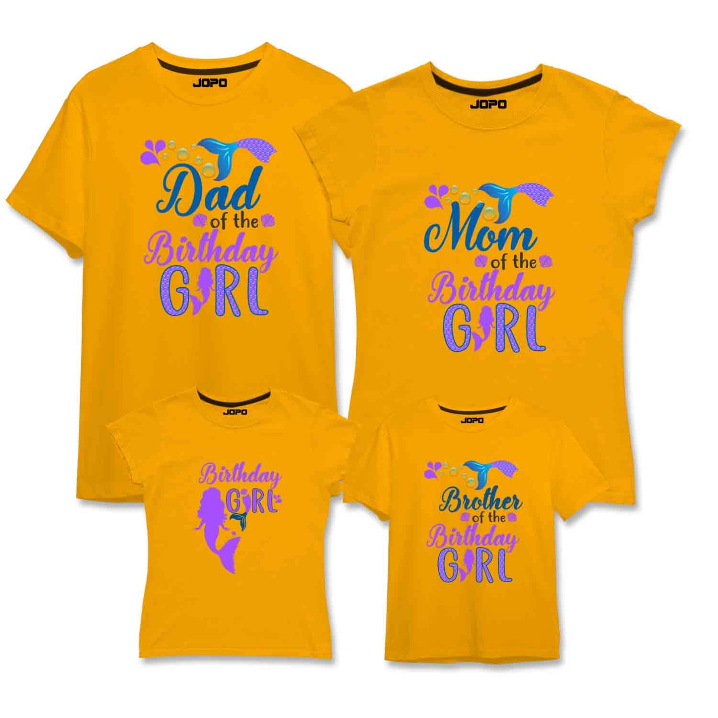 Mermaid Theme Matching Family Tshirts for Birthday Girl Set