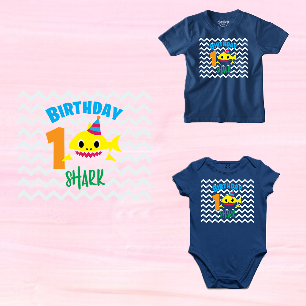 Shark Designed 1st Birthday kids T-shirt/Romper