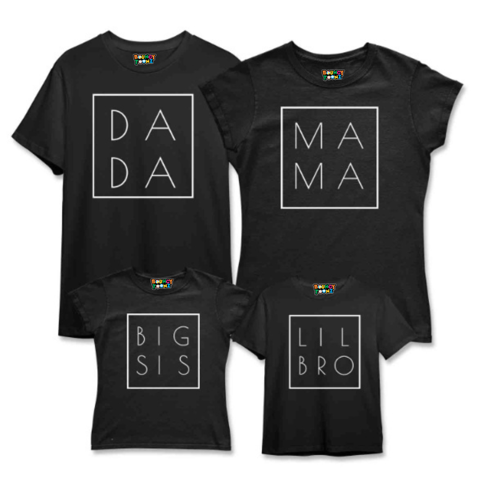 Mama Dada Little Bro Sis & Big Bro Sis Matching Family T-Shirts Set of 3 & 4