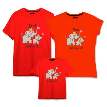 Elephant Theme Matching Family Tshirts for Birthday Girl Set