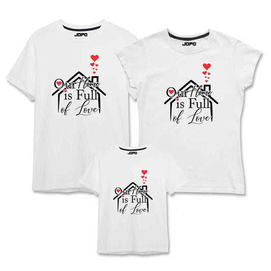 Our Home is Full of Love Matching Family T-Shirts Set of 3 and 4 for Mom, Dad, Son & Daughter