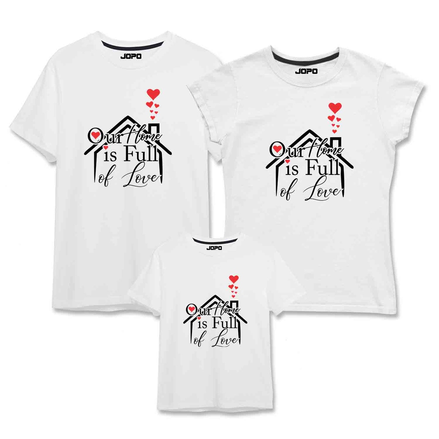 Our Home is Full of Love Matching Family T-Shirts Set of 3 and 4 for Mom, Dad, Son & Daughter