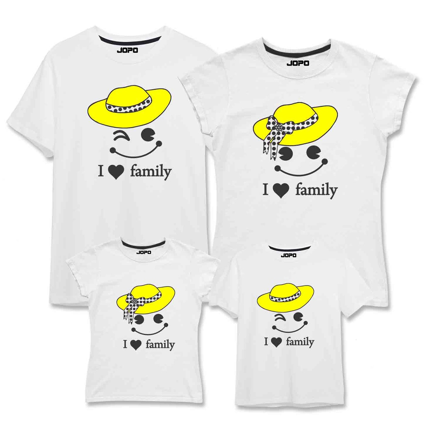I Love Family Matching Family T-Shirts Set of 3 & 4 for Mom, Dad, Son and Daughter