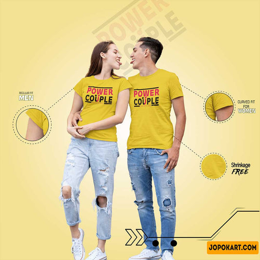 cotton t shirt print for couples twin t shirt for couple cute couple tshirt mustard
