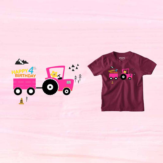 Tractor designed 4rd Birthday Theme Kids T-shirt