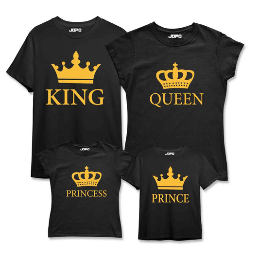 King Queen Prince Princess Matching Family T-Shirts Set of 3 and 4 for Mom, Dad, Son, Daughter