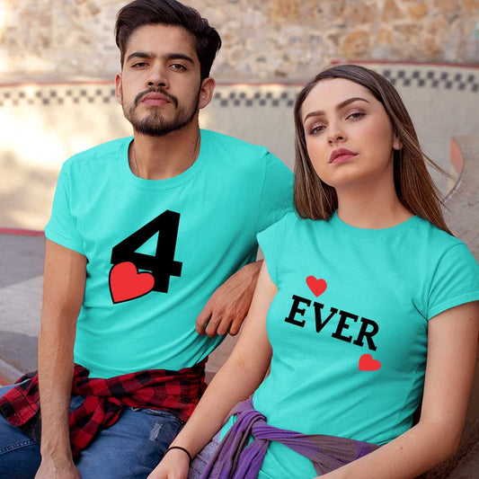 cotton couple t shirt on myntra t shirt print for couples  twin t shirt for couple aqua blue