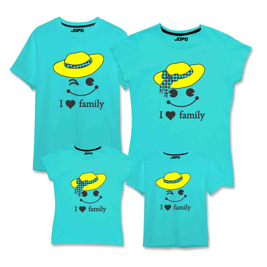 I Love Family Matching Family T-Shirts Set of 3 & 4 for Mom, Dad, Son and Daughter