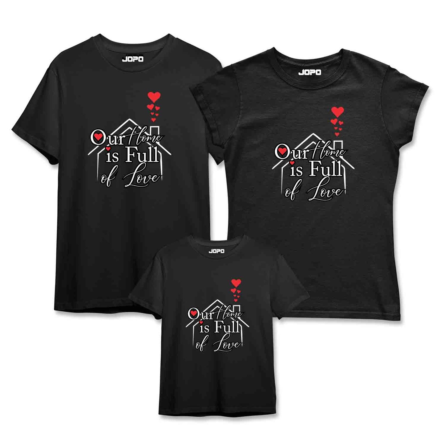 Our Home is Full of Love Matching Family T-Shirts Set of 3 and 4 for Mom, Dad, Son & Daughter