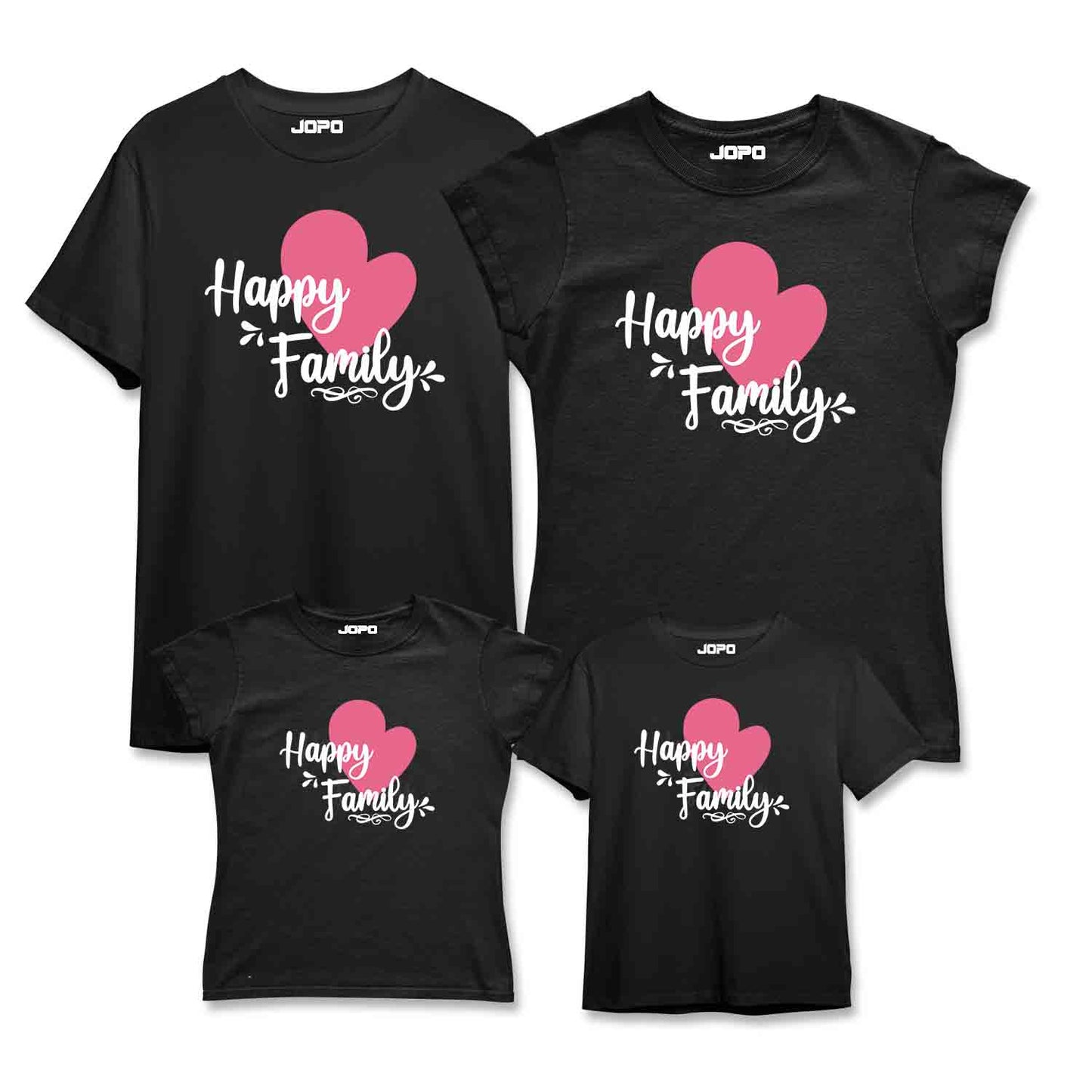 Happy Matching Family T-Shirts Set of 3 and 4 for Mom, Dad, Daughter & Son