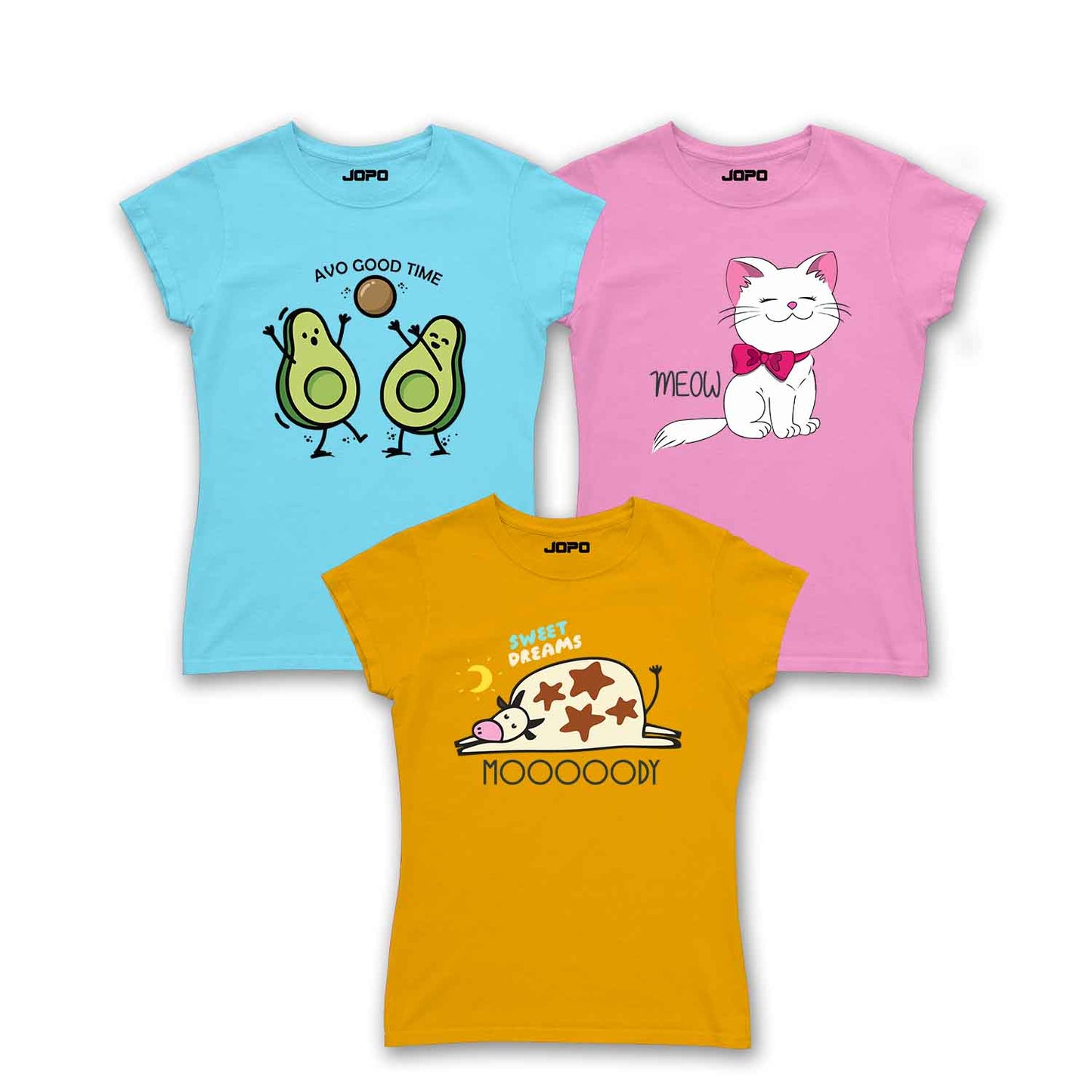 Girls 3pc Multi Printed Tshirts Combo Pack 2