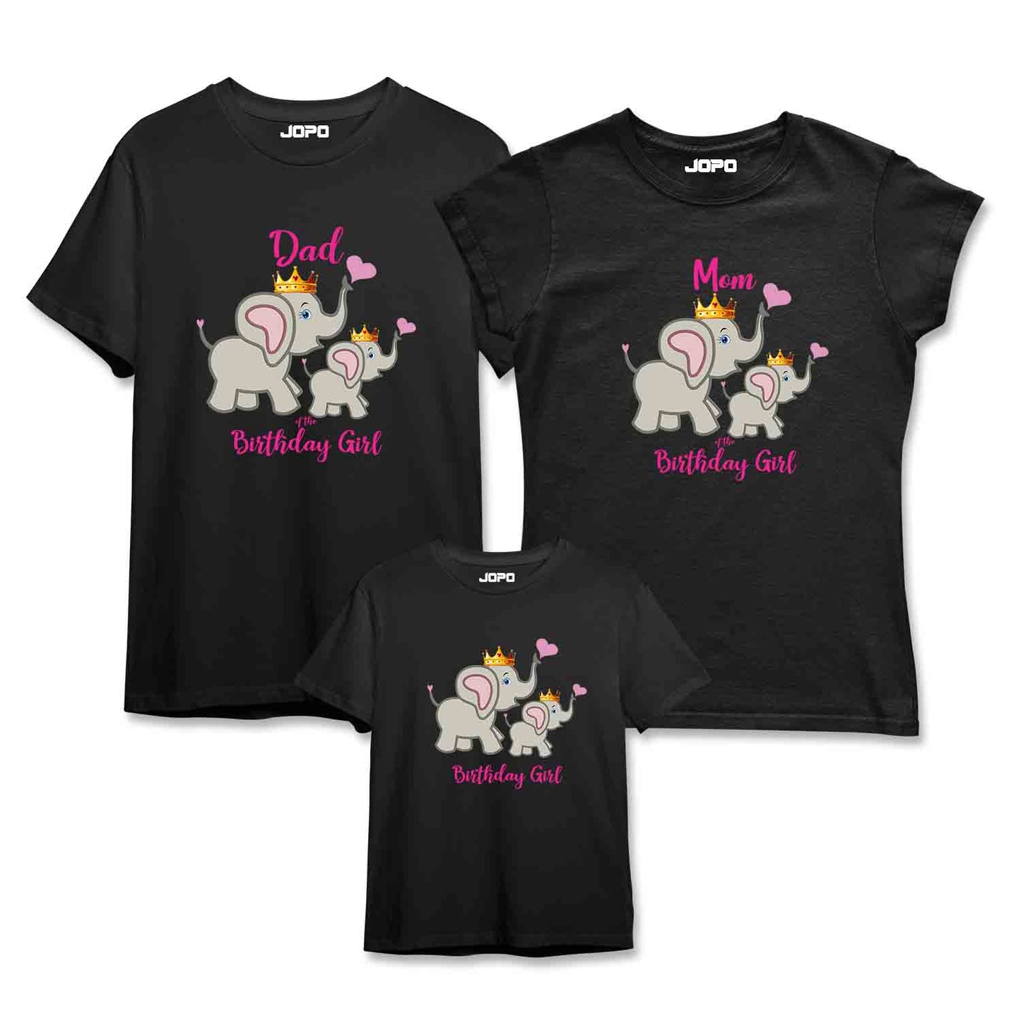 Elephant Theme Matching Family Tshirts for Birthday Girl Set