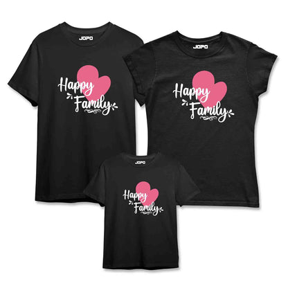 Happy Matching Family T-Shirts Set of 3 and 4 for Mom, Dad, Daughter & Son