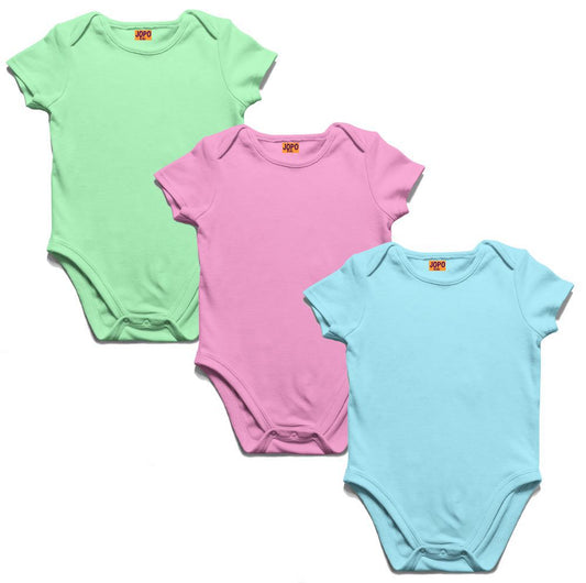 Plain Multicolor 3pc Combo Pack of Baby Onesies