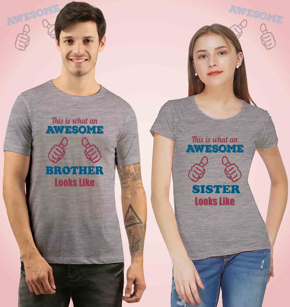 Brother and Sister Matching Siblings Tshirts Gift for Rakshabandhan Twinning rakhi 2021
