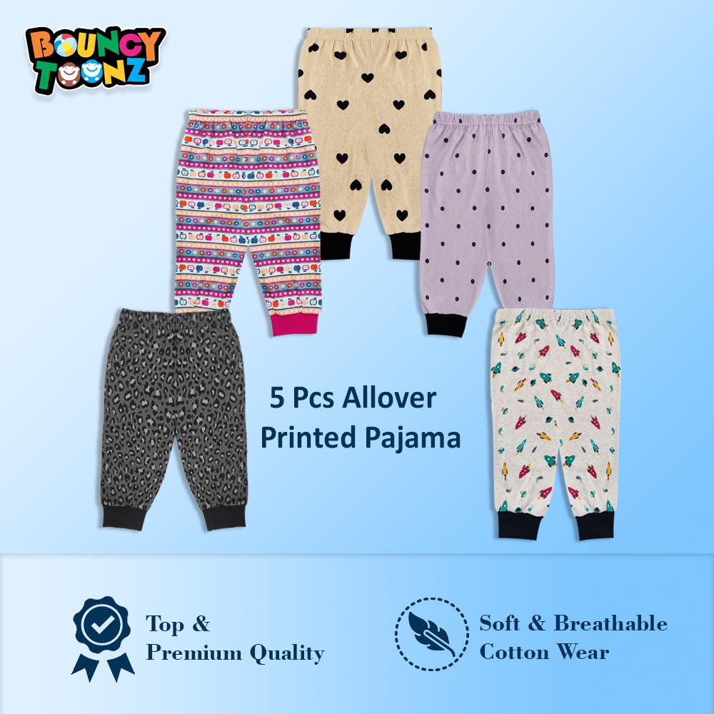 Printed All Over Pyjamas With Rib 5pcs
