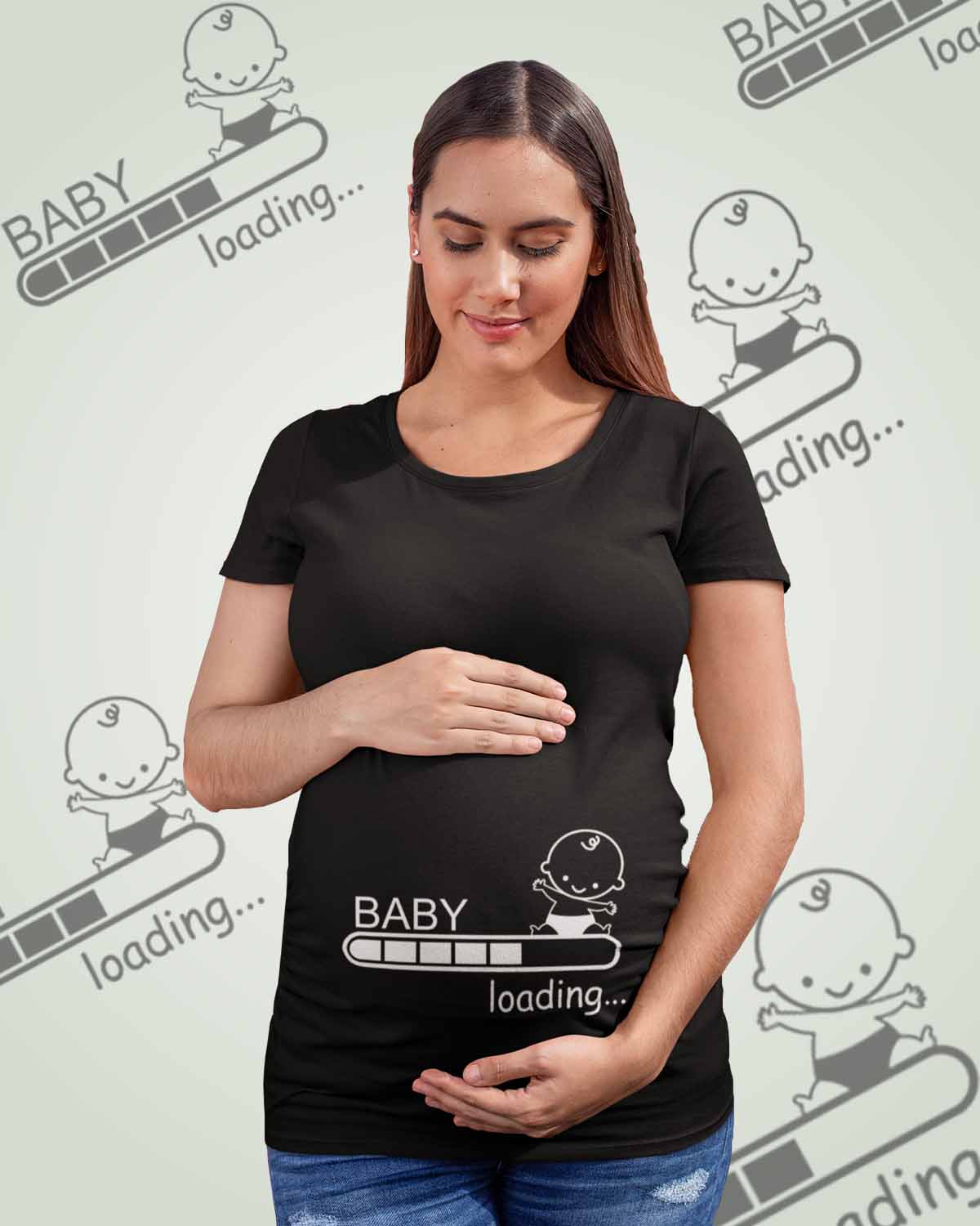 maternity baby loading tee black